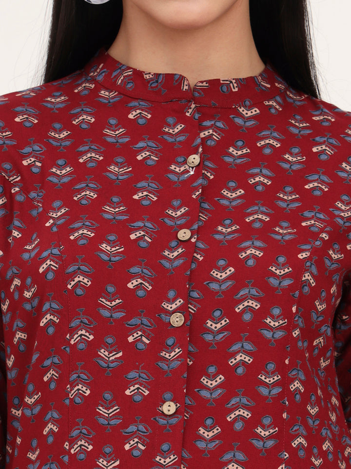 Divena Maroon Rayon A-Line Top
