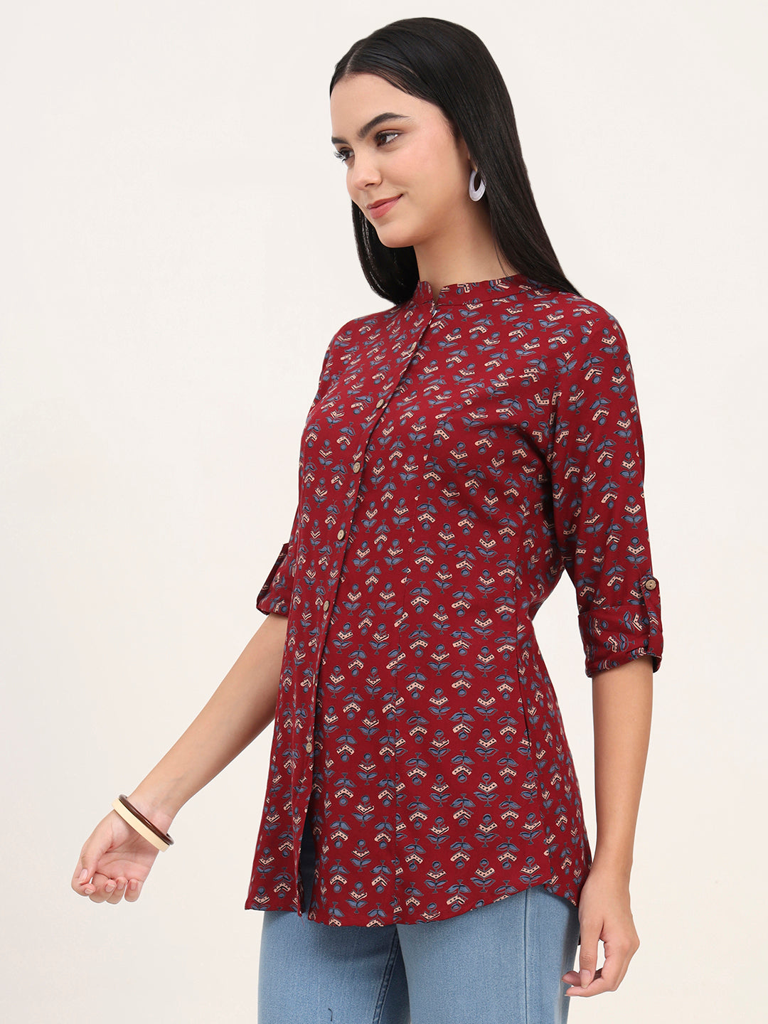 Divena Maroon Rayon A-Line Top