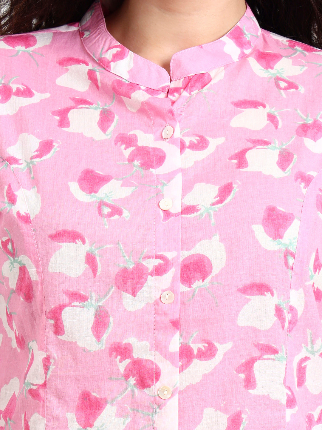 Divena Pink Floral Print Cotton Top