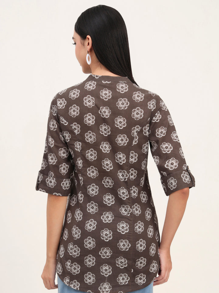 Divena Grey Cotton A-Line top