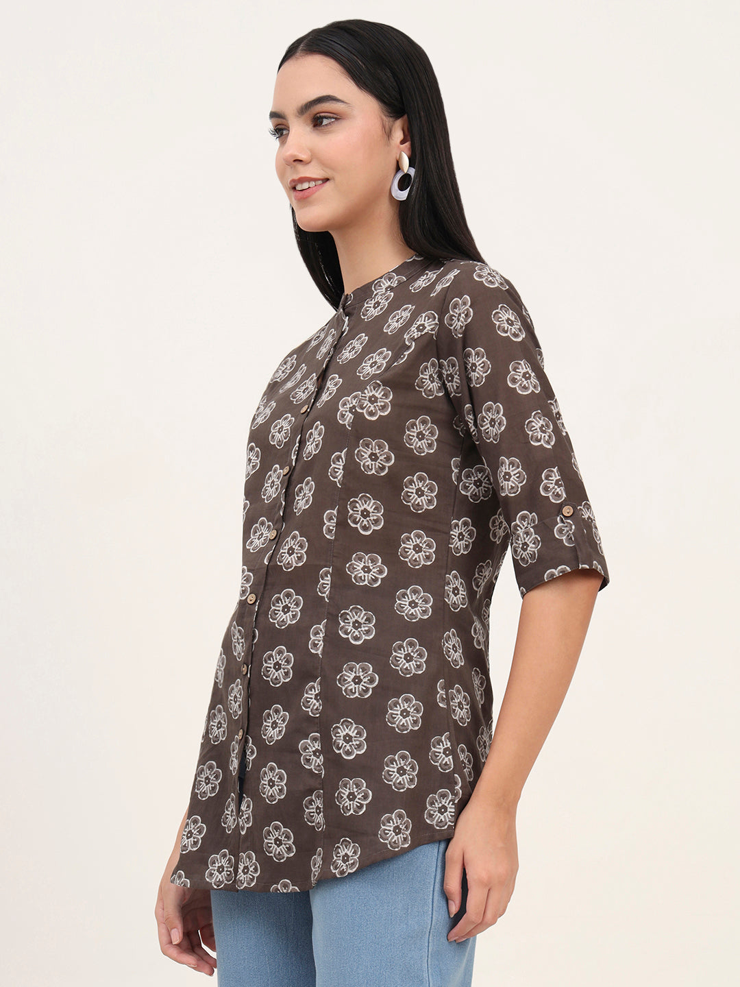 Divena Grey Cotton A-Line top
