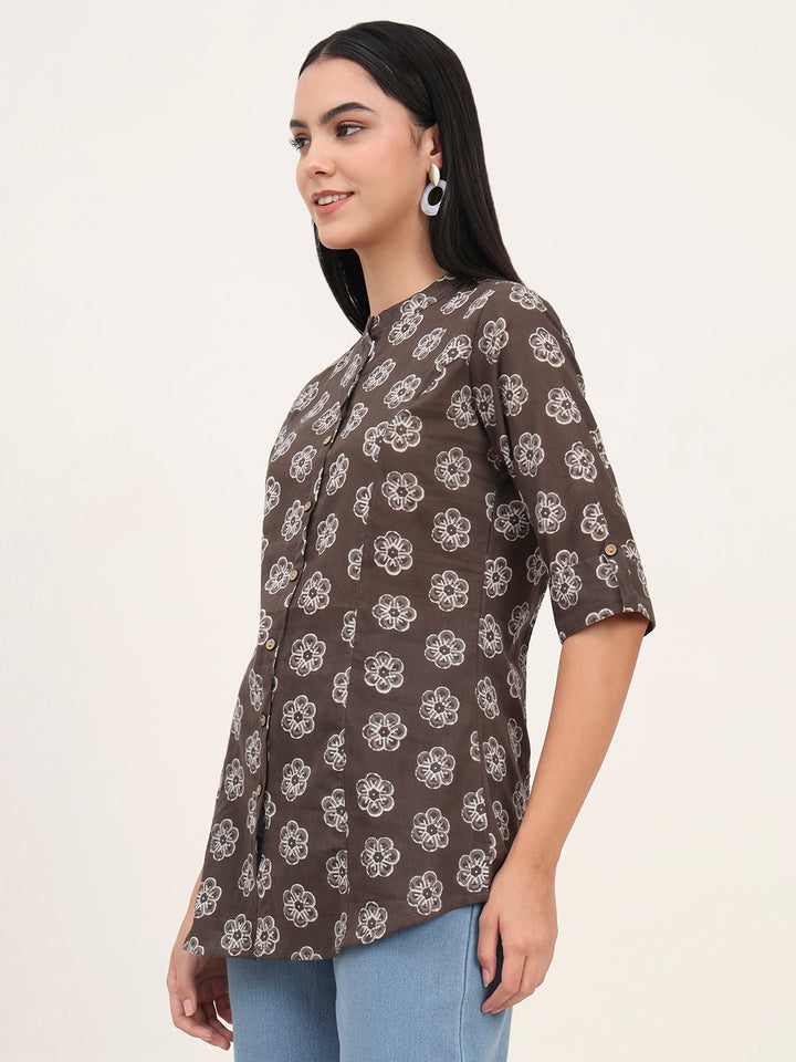 Divena Grey Cotton A-Line top