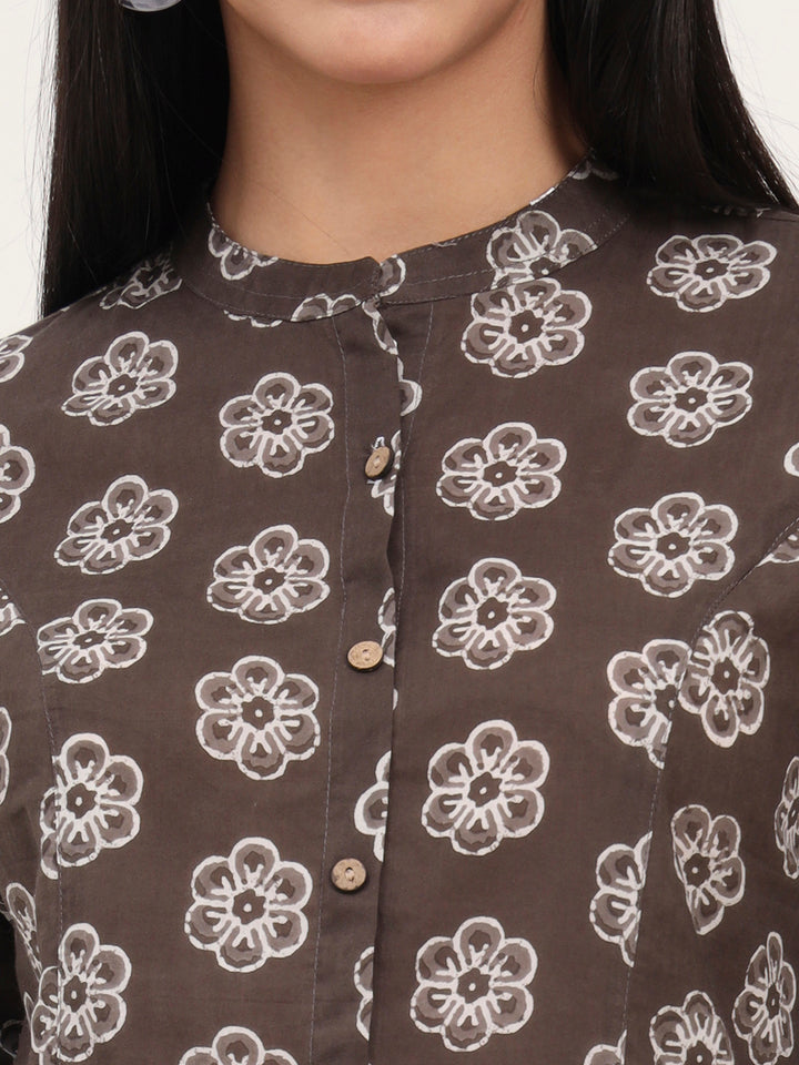 Divena Grey Cotton A-Line top