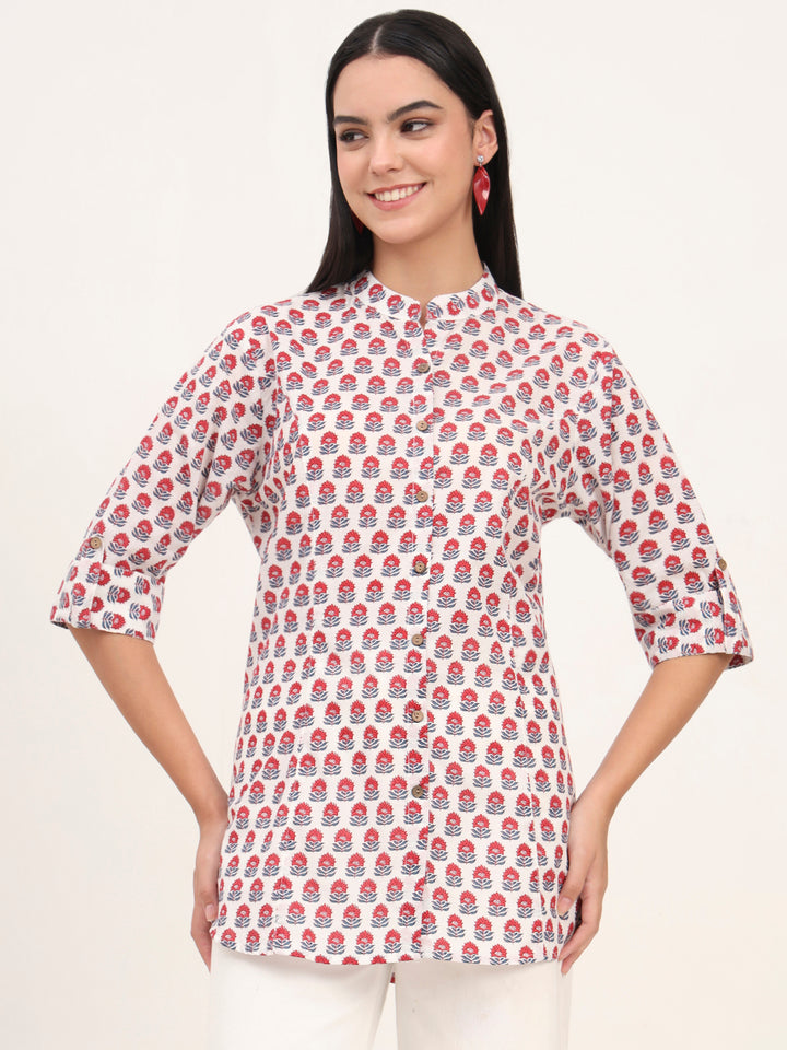 Divena White Cotton A-Line top