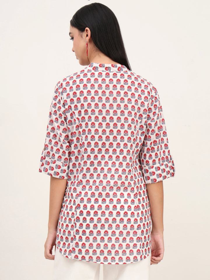 Divena White Cotton A-Line top