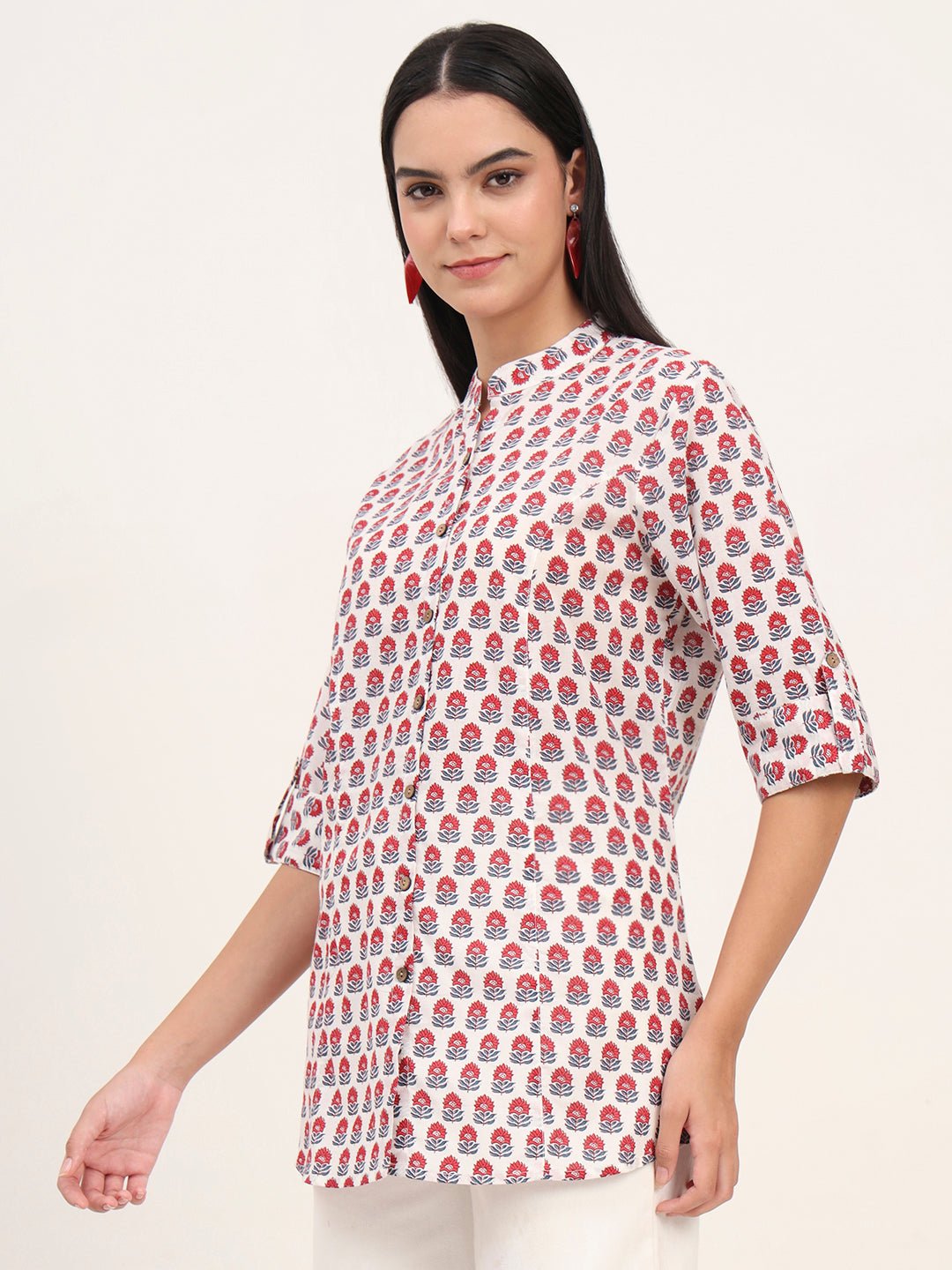 Divena White Cotton A-Line top