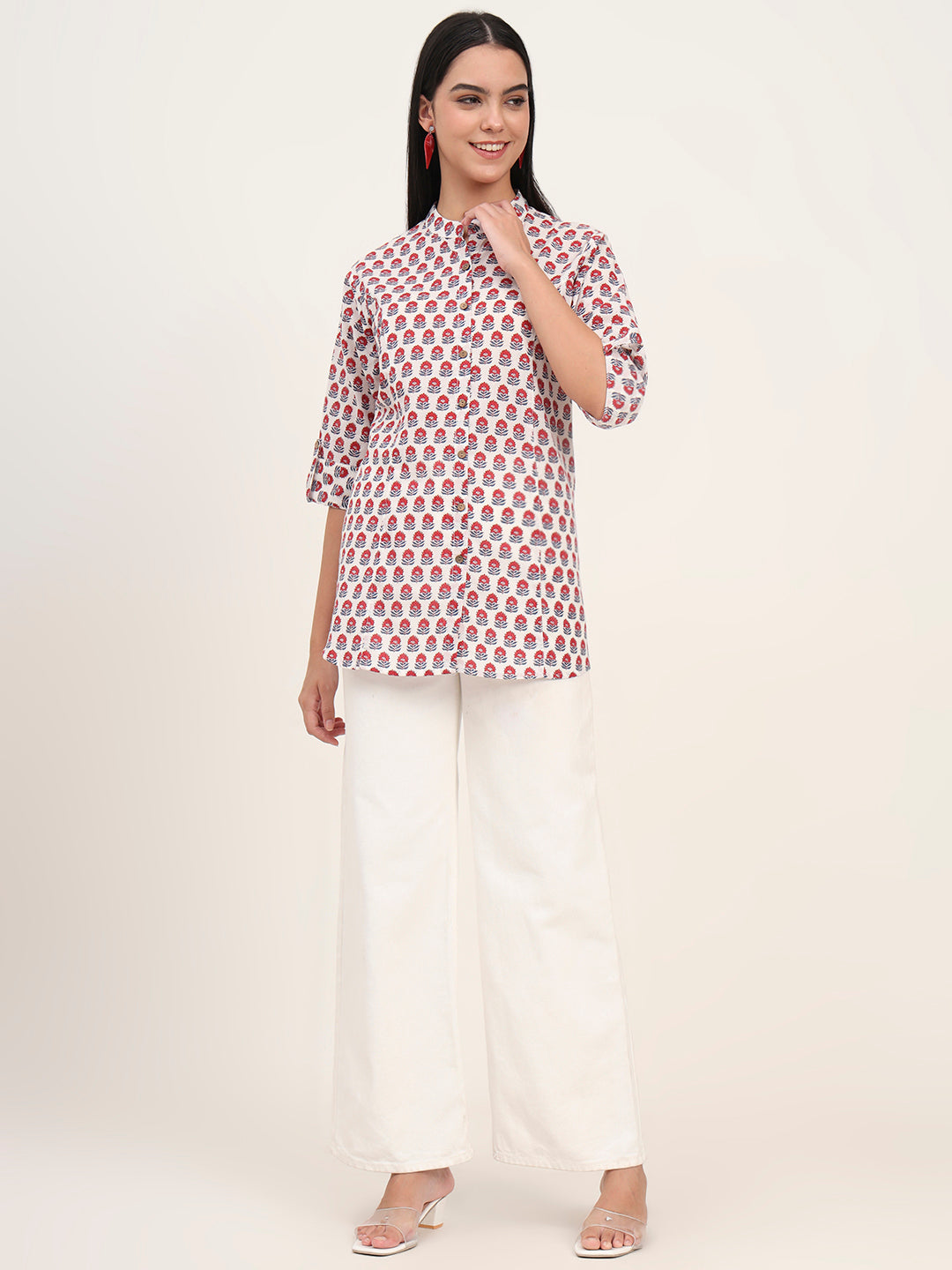 Divena White Cotton A-Line top