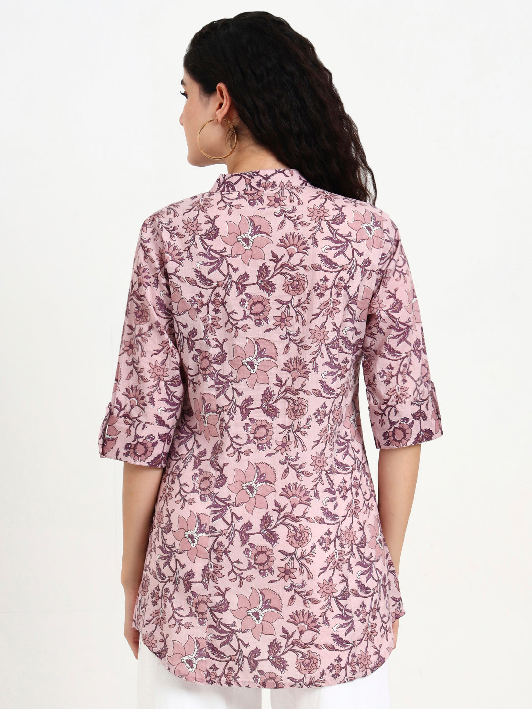 Divena Light Purple Floral Print Cotton Top