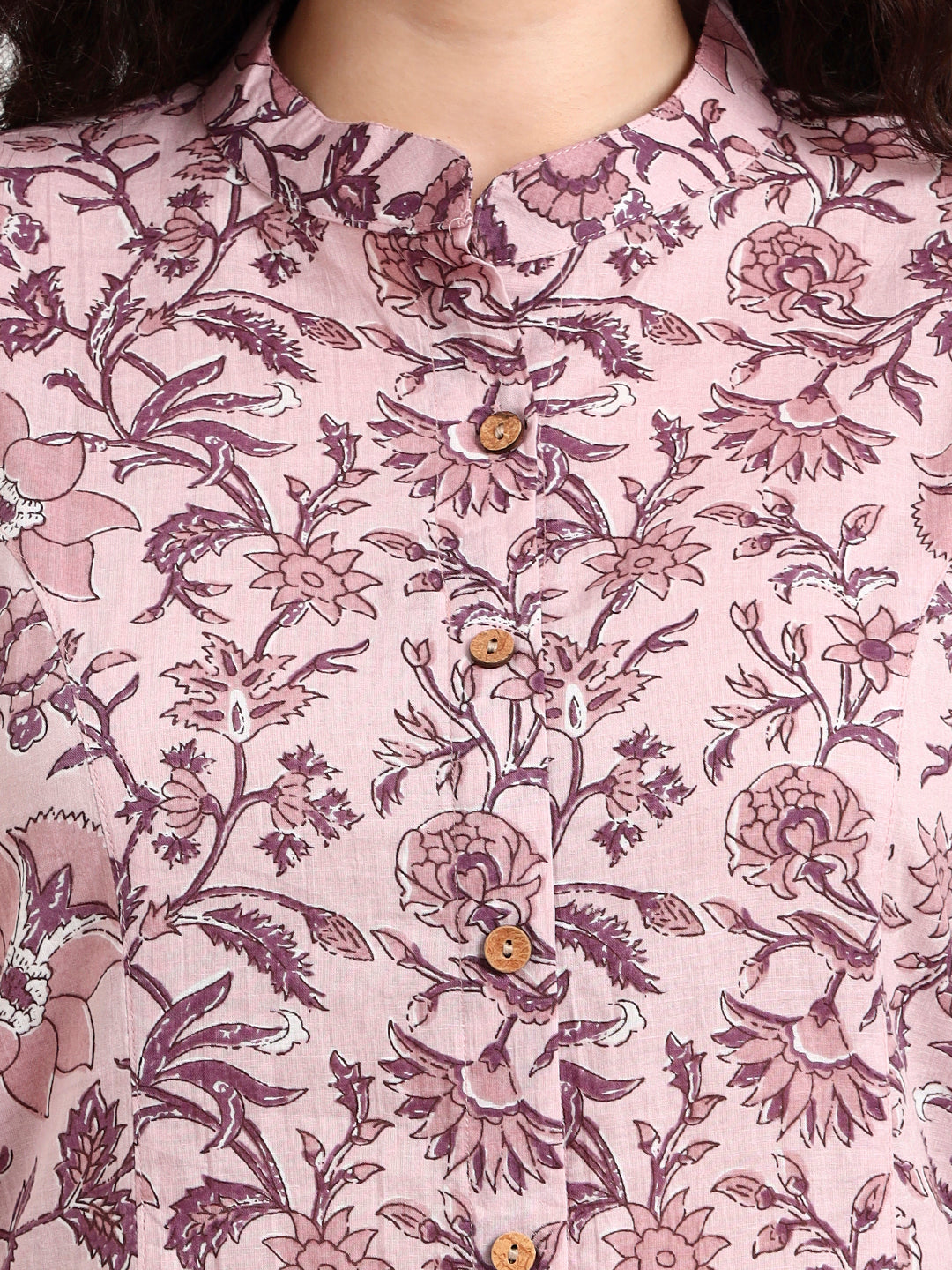 Divena Light Purple Floral Print Cotton Top