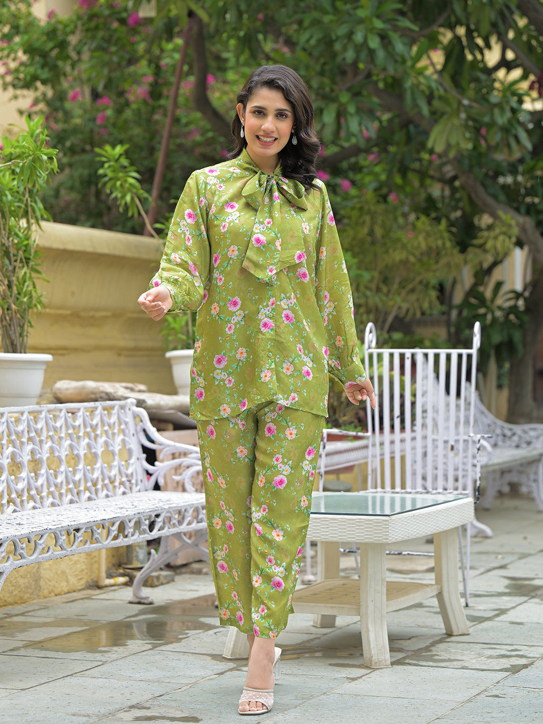 Muslin Green Printed Co-ords Sets — view 1