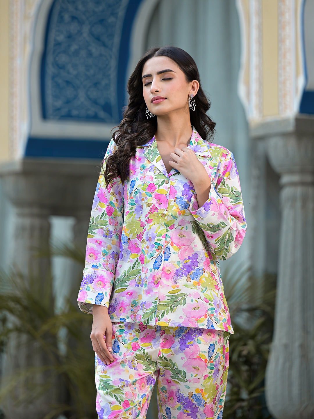 Buy Dillen Stylish Cord Set for Women, Readymade Small Flower Print Coat &  Pant Co-ord Set for Womens, Cotton Flex Combo Printed Suit for Ladies