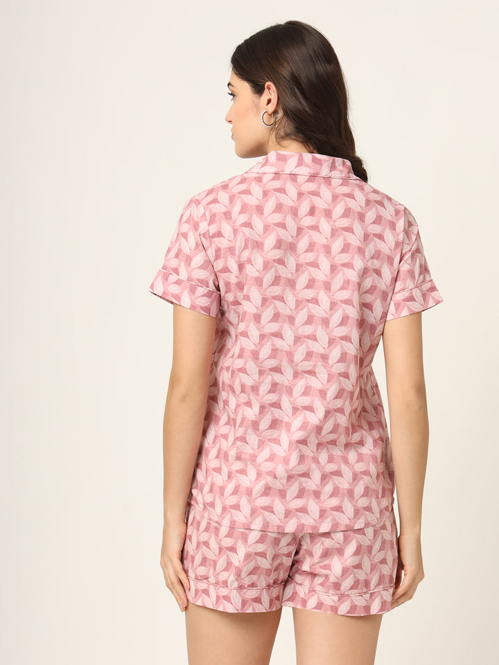 Divena Pink Printed Pure Cotton Regular Night Suit