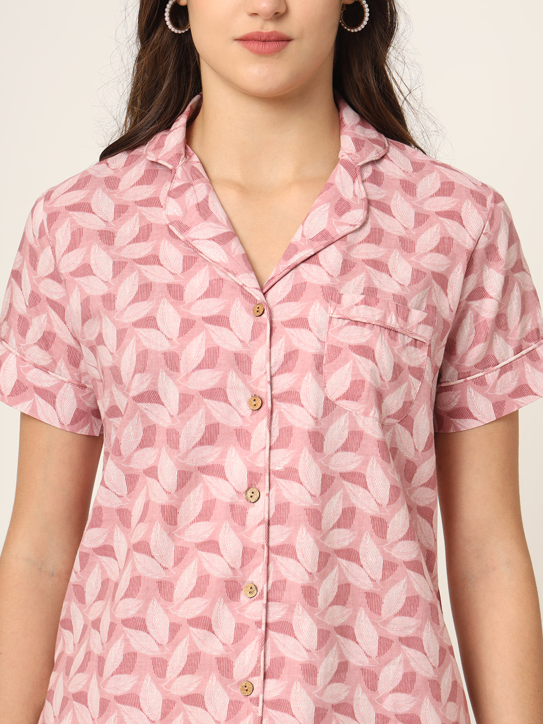 Divena Pink Printed Pure Cotton Regular Night Suit