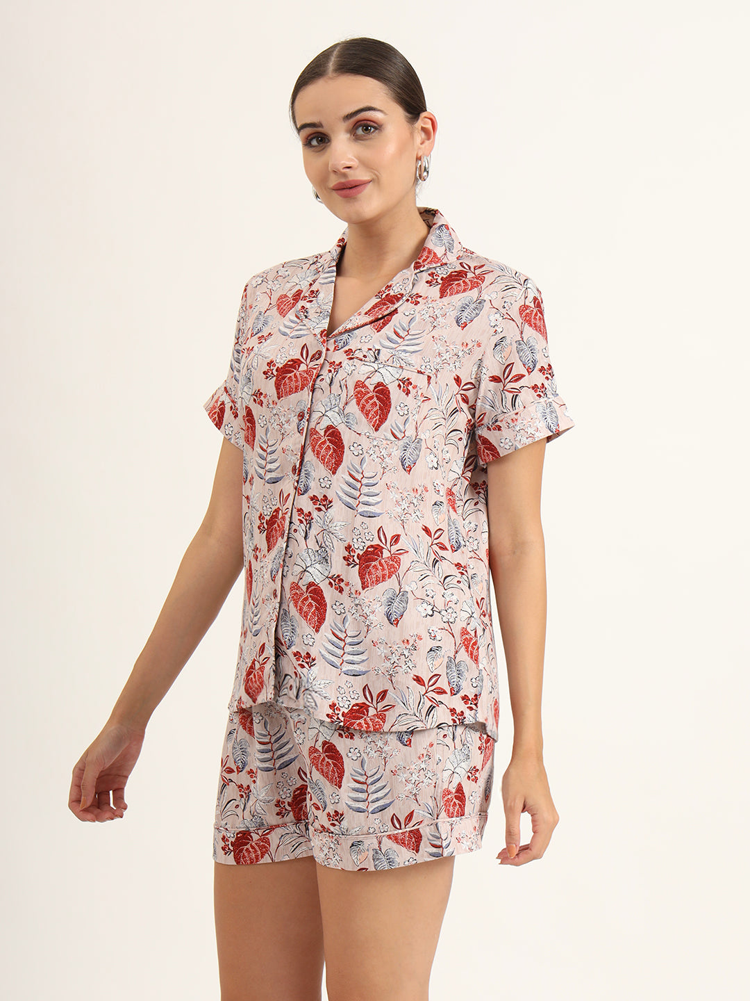 Divena Multicolour Floral Print Rayon Regular Short Night Suit