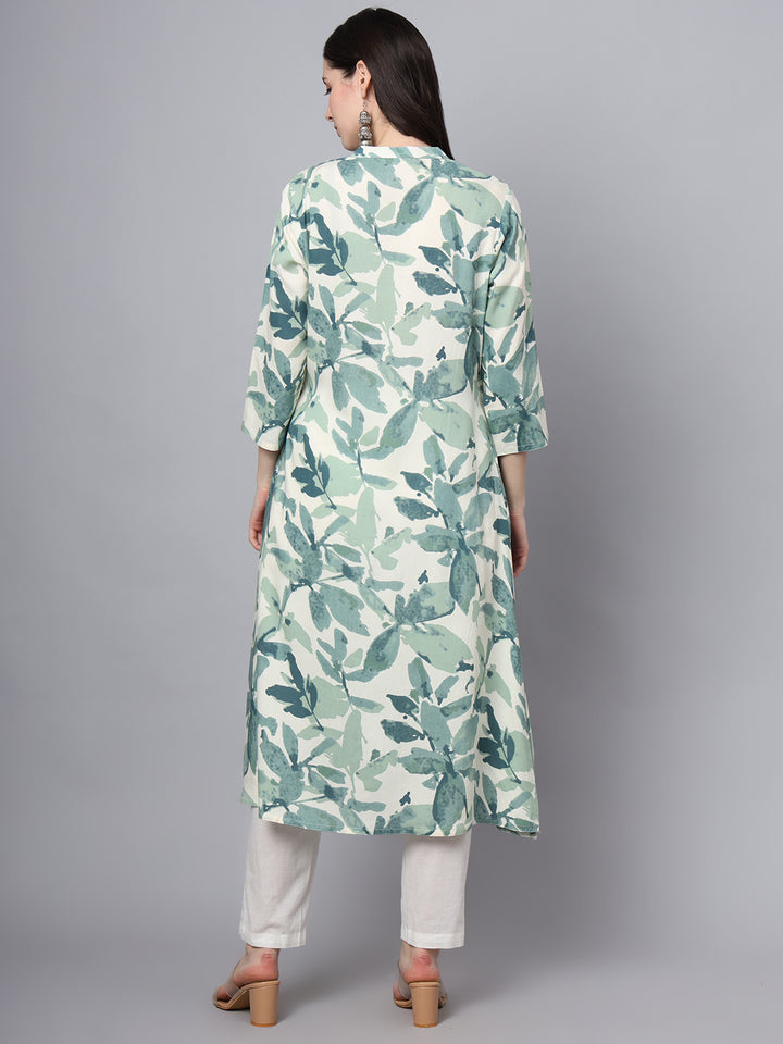 Divena A-Line White Rayon Kurta
