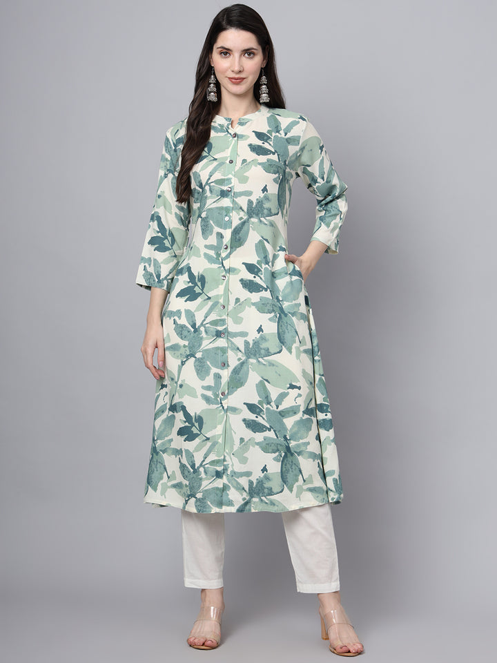 Divena A-Line White Rayon Kurta