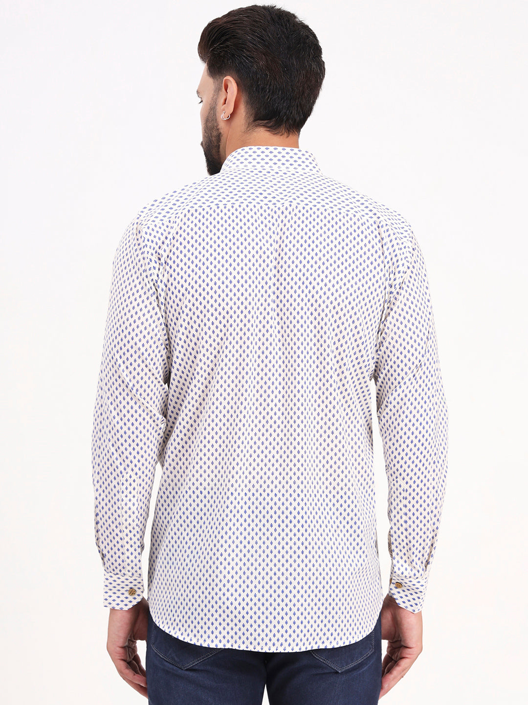 MILLENNIAL MEN White Floral Printed Full Sleeves Shirt