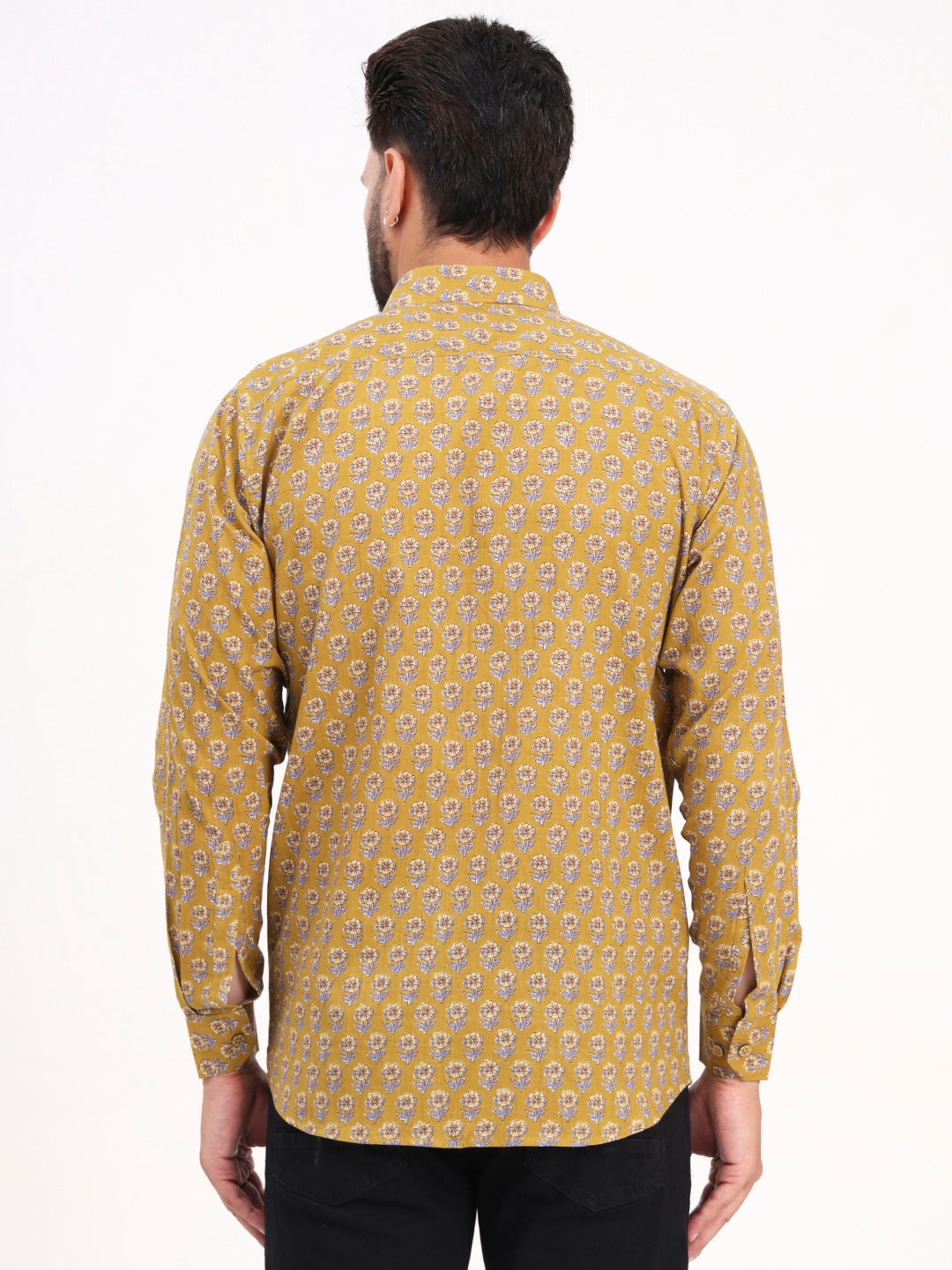 MILLENNIAL MEN Mustard Floral Printed Full Sleeves Shirt
