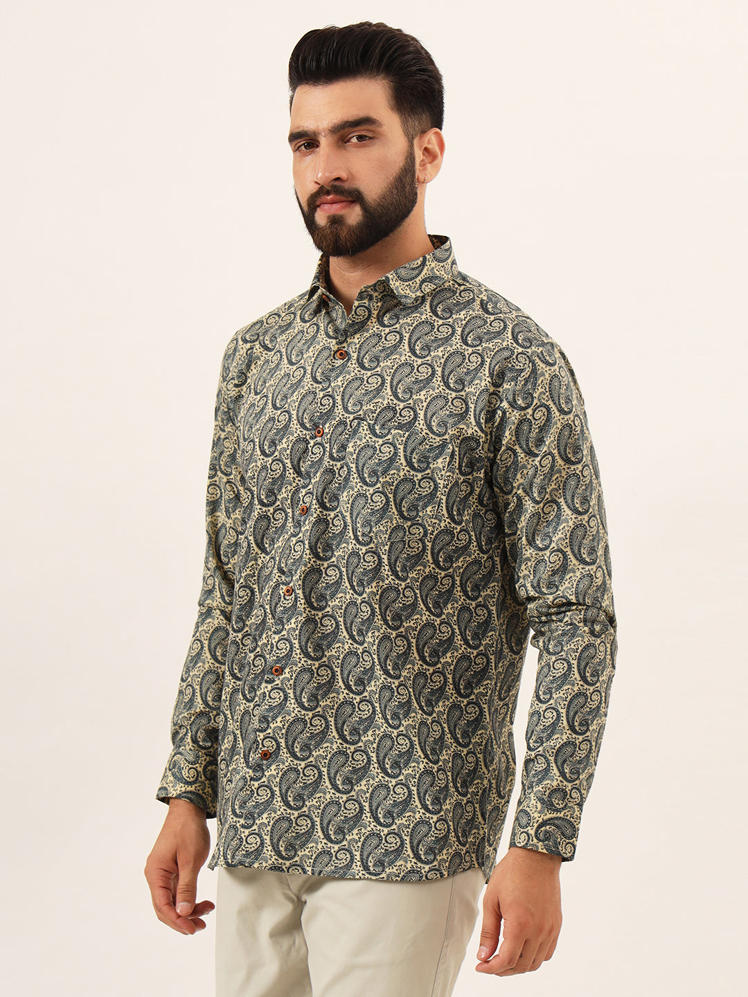 MILLENNIAL MEN Blue Paisley Print Pure Cotton Regular Fit Casual Shirt