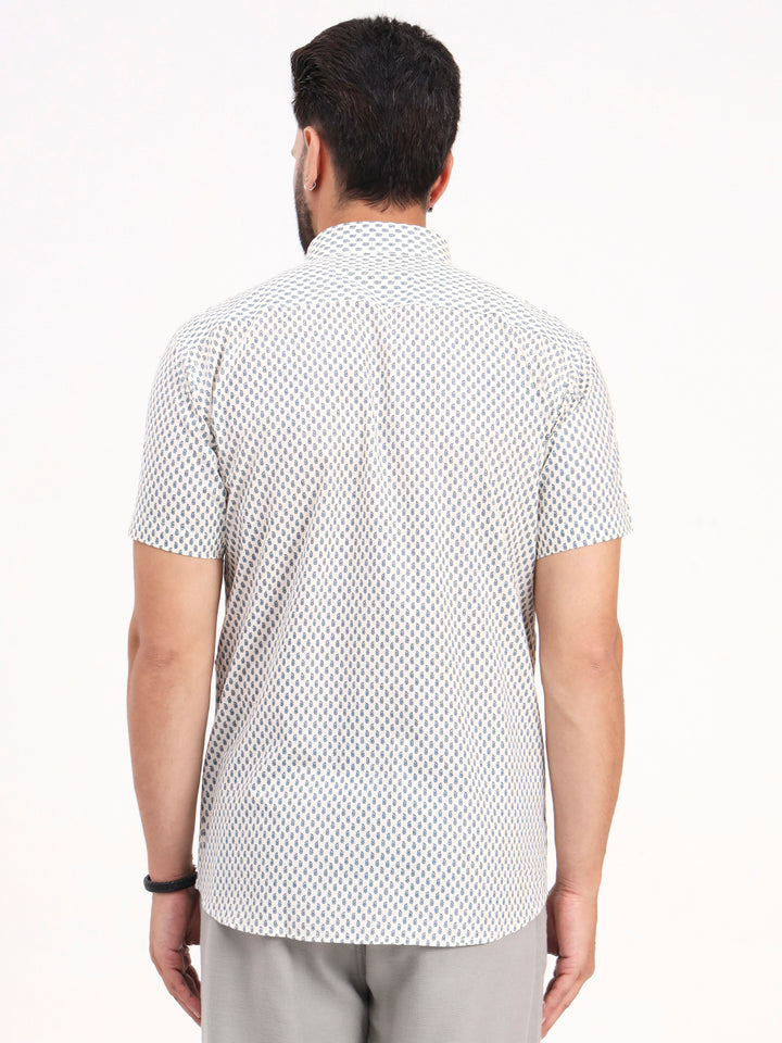 MILLENNIAL MEN White Paisley Printed Half Sleeves Shirt