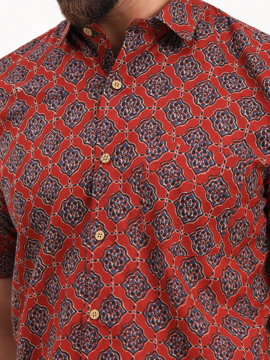 MILLENNIAL MEN Maroon Abstract Printed Half Sleeves Shirt