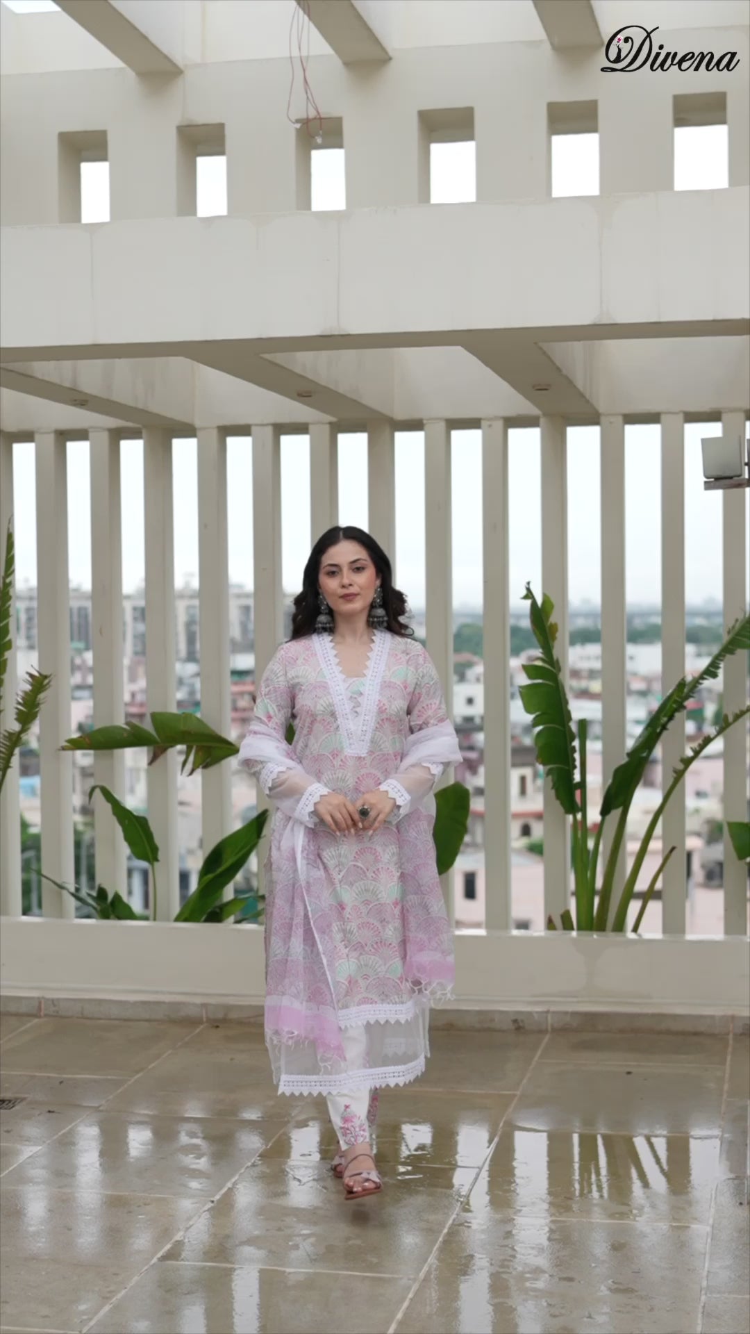 Divena White Cotton Hand Block Straight Kurta Pant Sets With Dupatta