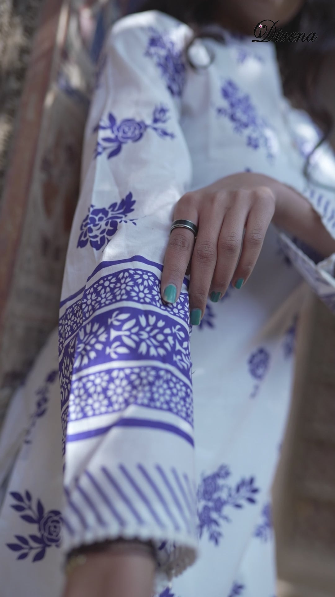 Divena White Floral Printed Straight Kurta With tulip pant
