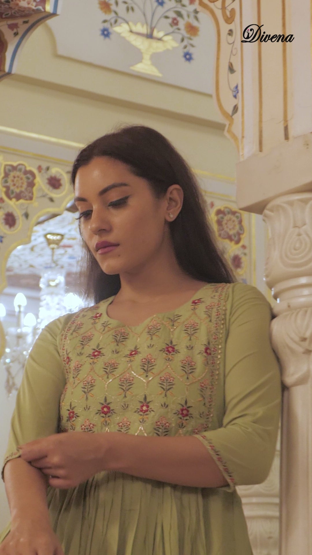 Divena Green Cotton Kurta Pant Set