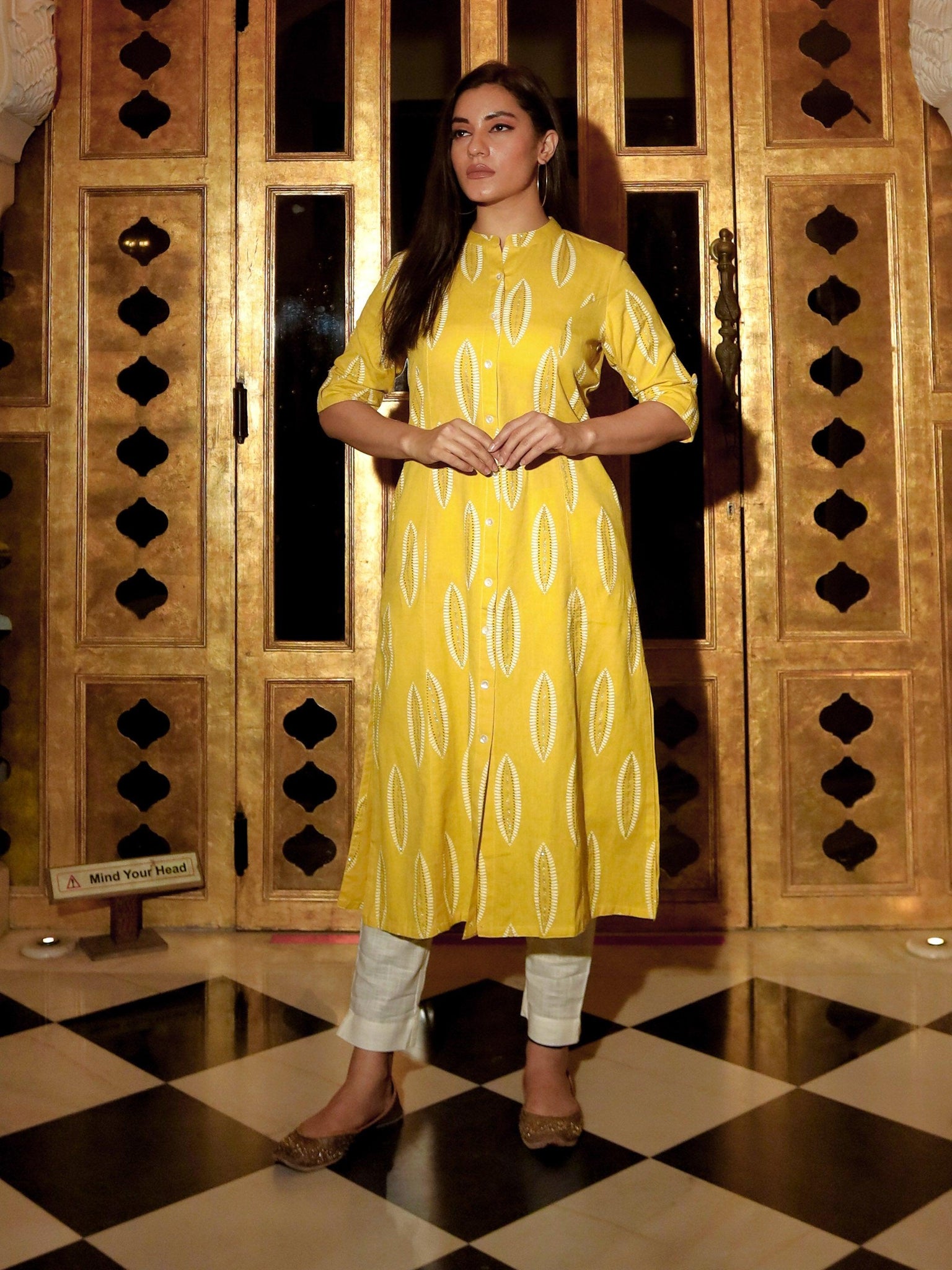 Buy Ahalyaa Yellow Printed A Line Kurti for Women Online  Tata CLiQ