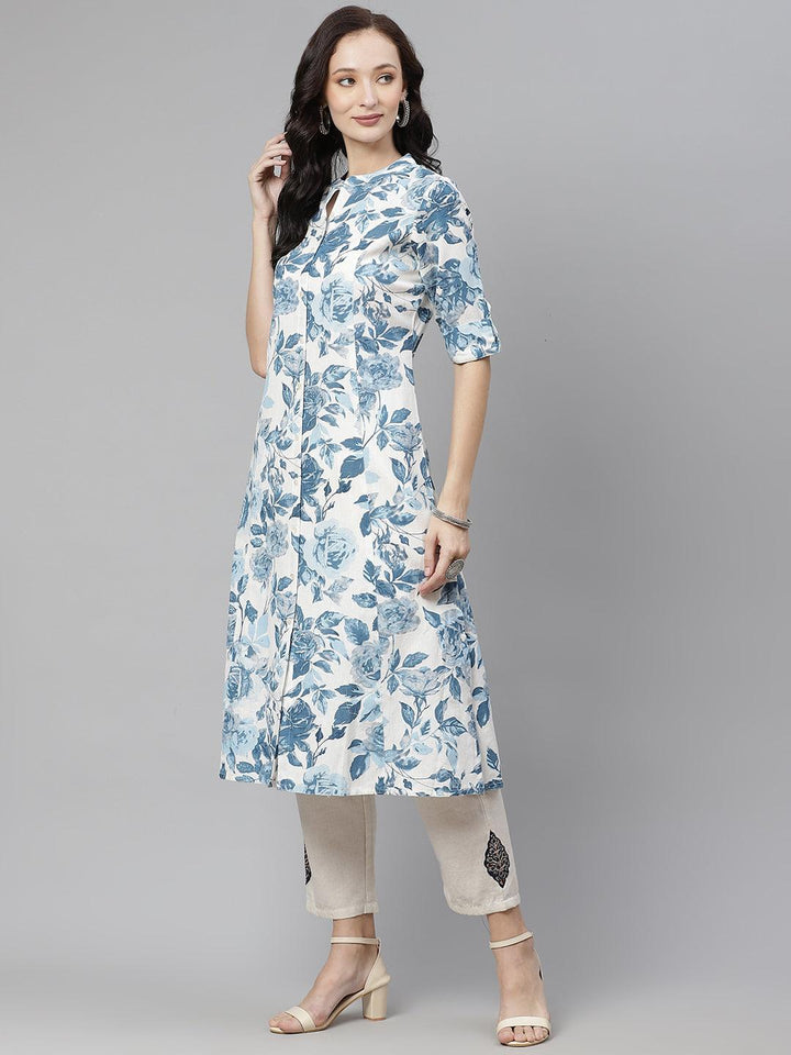 Divena Floral Print Cotton Kurta - divena world