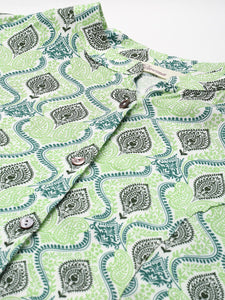 Divena Light Green Floral Rayon Shirt Style A-line Top - divena world