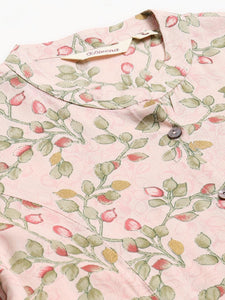 Divena Light Pink Floral Rayon A-line Shirts Style Top - divenaworld.com