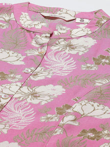 Divena Light Pink Floral Rayon A-line Top - divena world