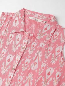 Divena Rayon Light Pink A-Line Floral Printed Midi Dress - divena world