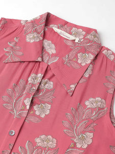 Divena Rayon Rose Pink A-Line Floral Printed Midi Dress - divena world