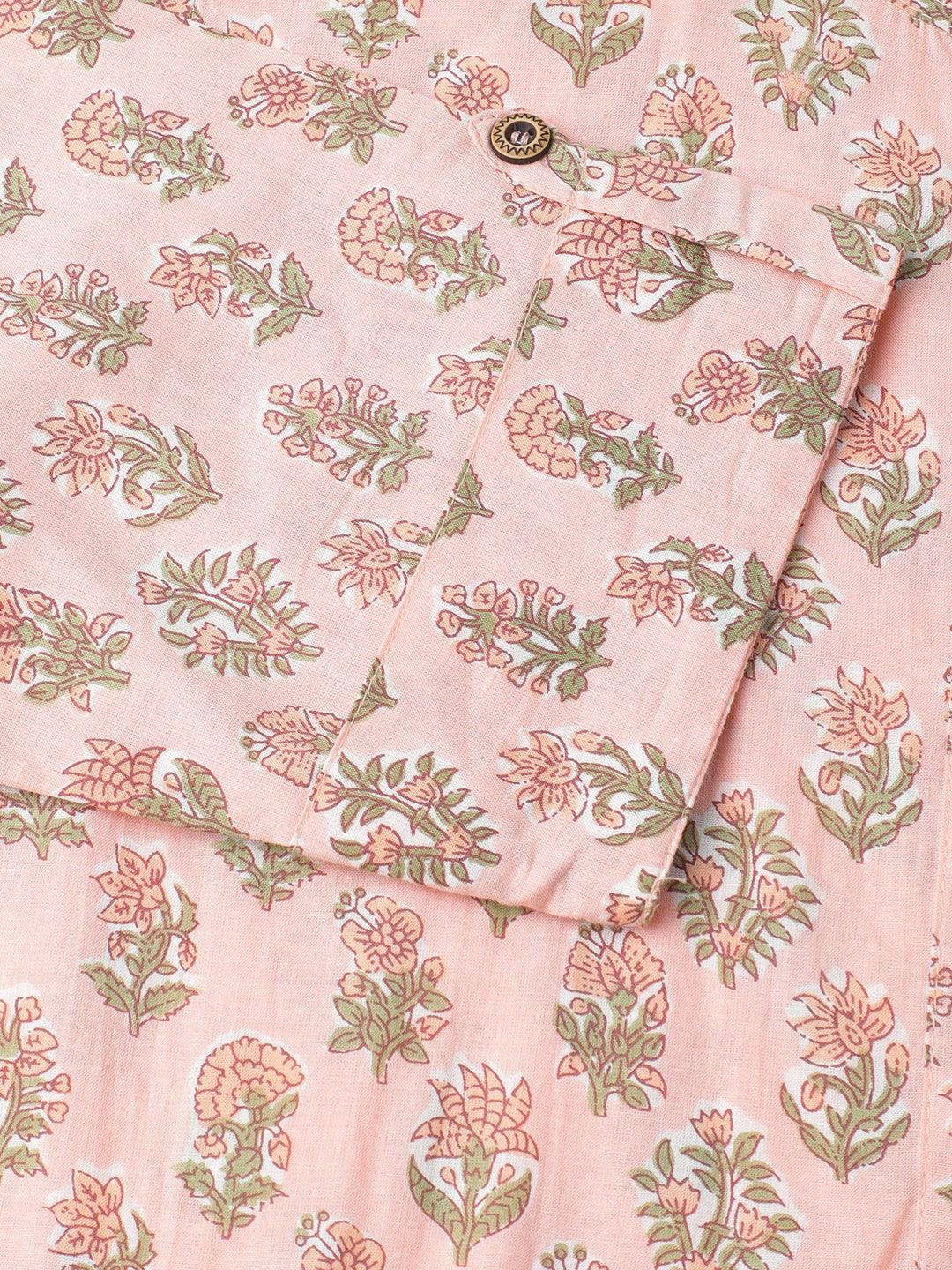 Divena Soft Pink Floral Printed Straight Kurta - divena world