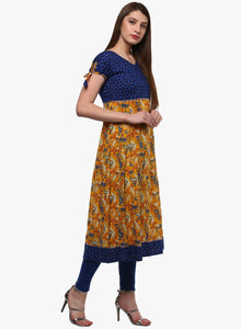 Divena Gorgeous Blue And Mustard Anarkali - divena world