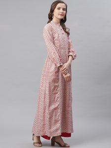 Divena White Peach Maxi Style Kurta - divena world