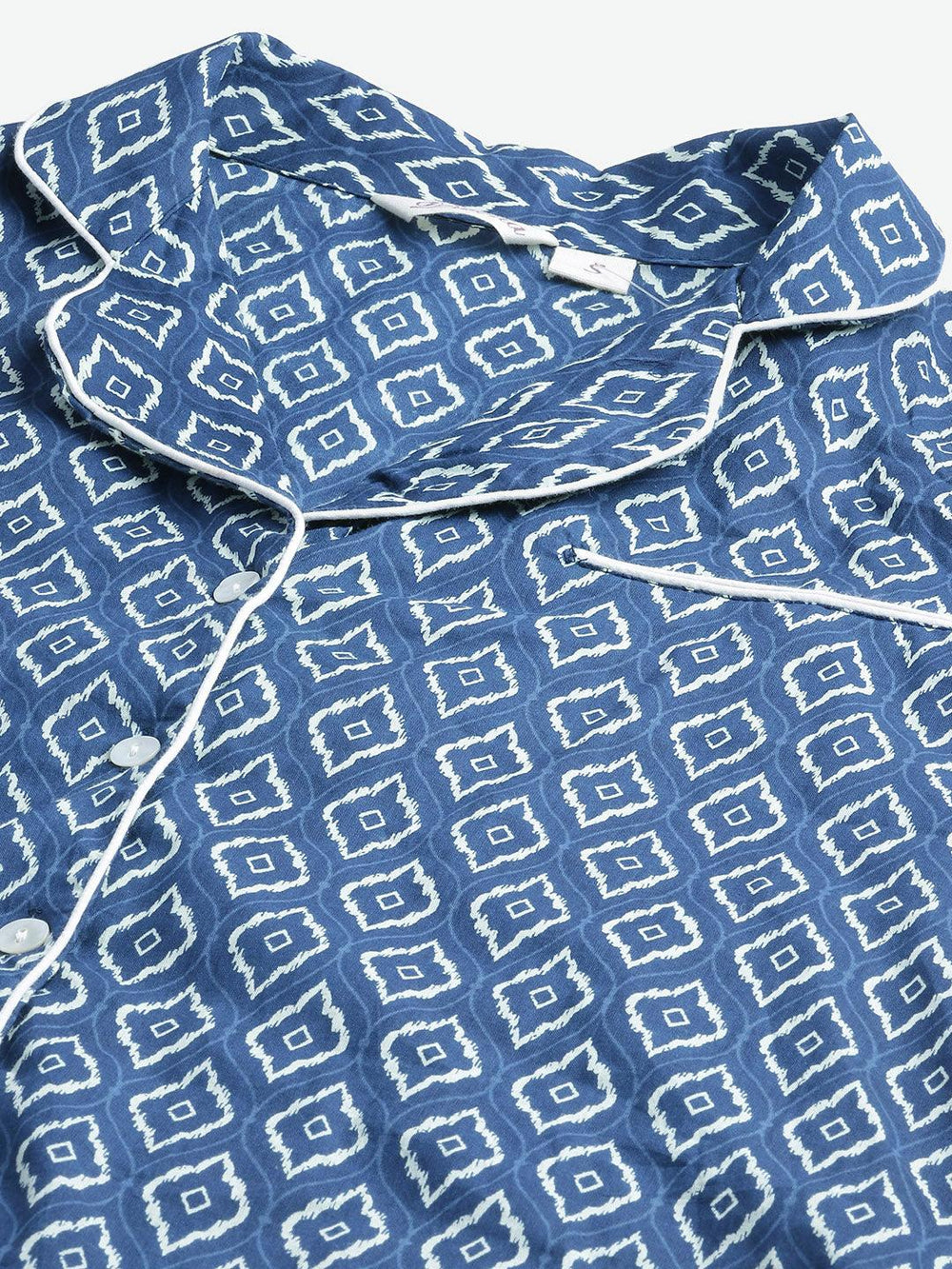 Divena Indigo Printed Cotton Nightsuit - divena world