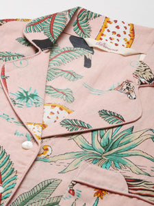 Divena Pink Cotton Floral Print Night Suit - divena world