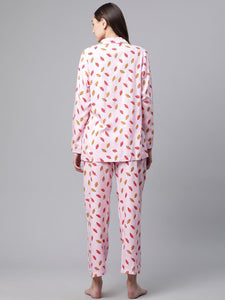 Divena Divena Light Pink Rayon Printed Night suit - divena world