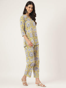 Divena Yellow Printed Loungewear/Nightwear - divena world