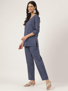 Divena Blue Printed Loungewear/Nightwear - divena world