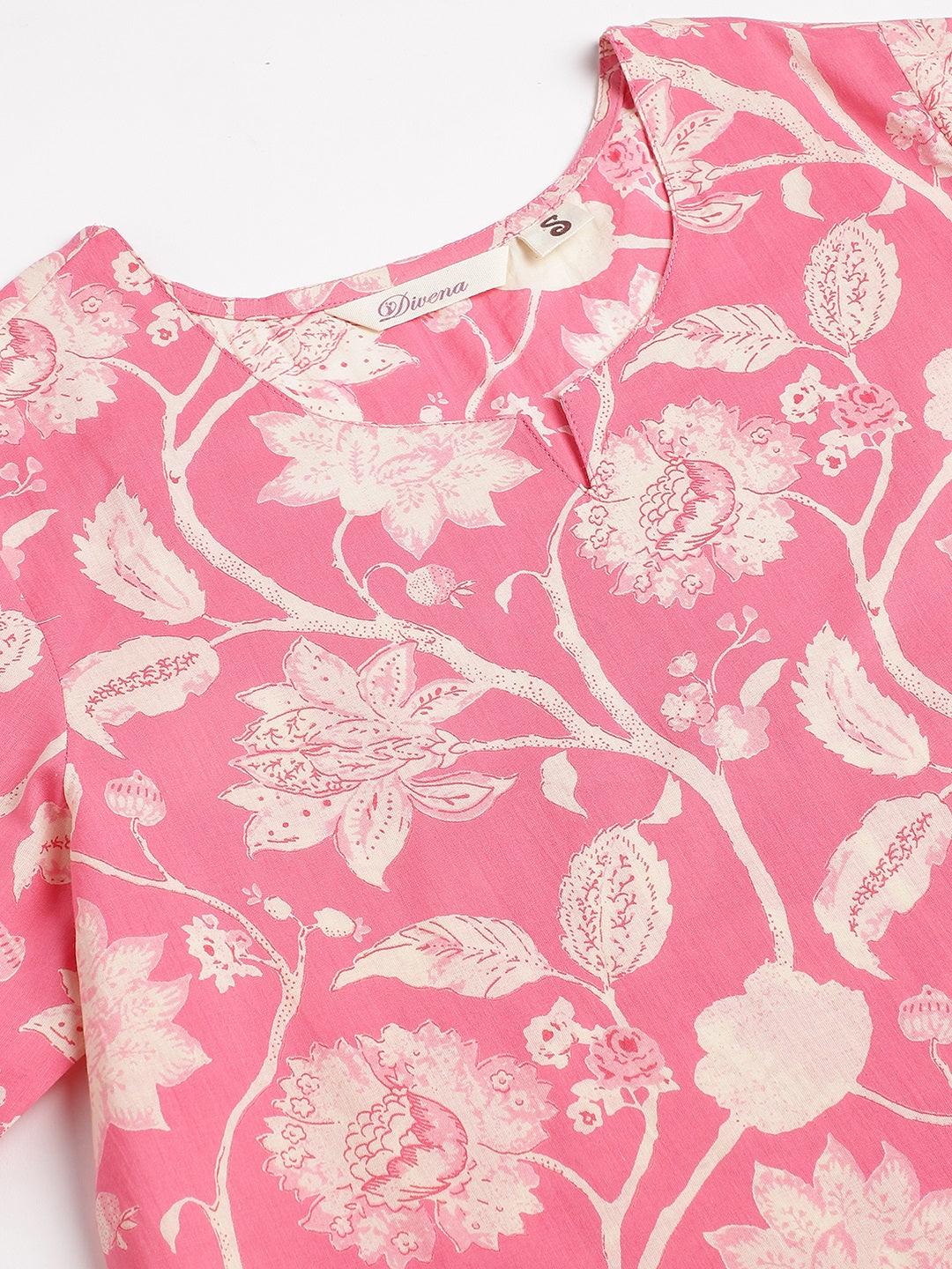 Divena Pink Printed Loungewear/Nightwear - divena world