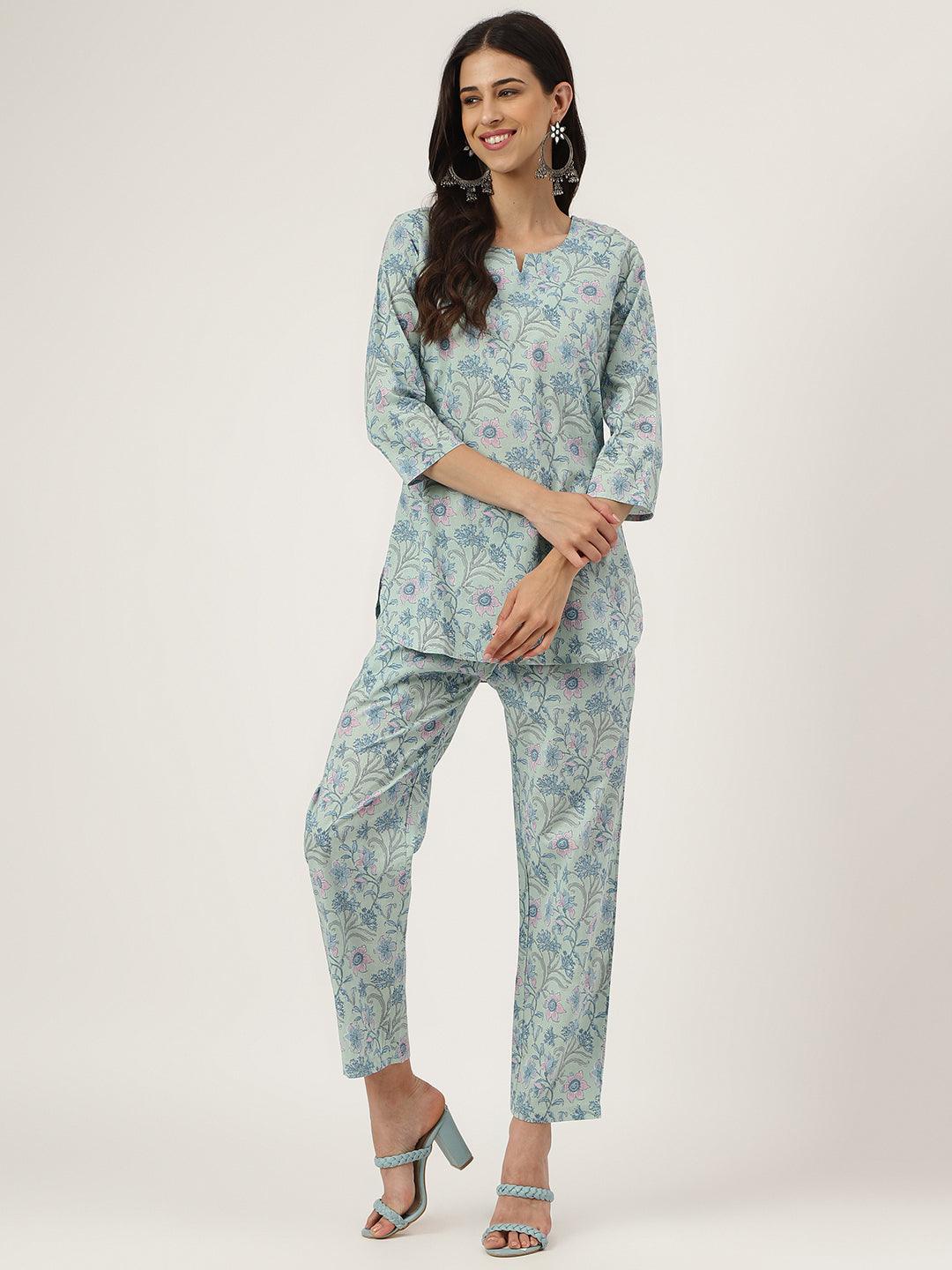 Taurquoise Blue Printed Loungewear/Nightwear — view 1