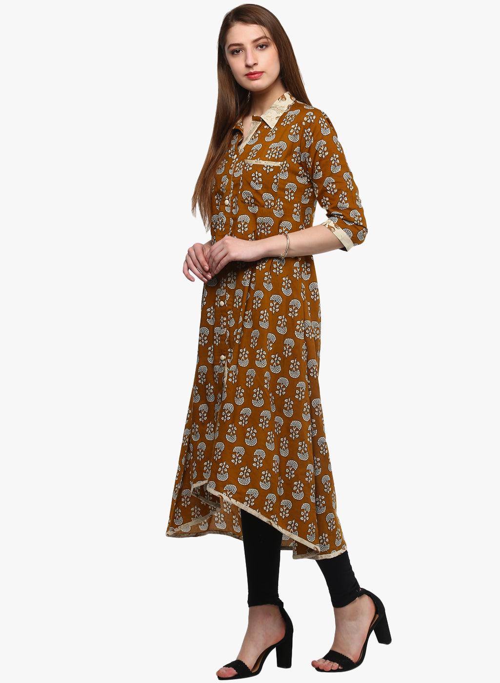 Divena Printed Cotton Shirt Style Kurta - divena world