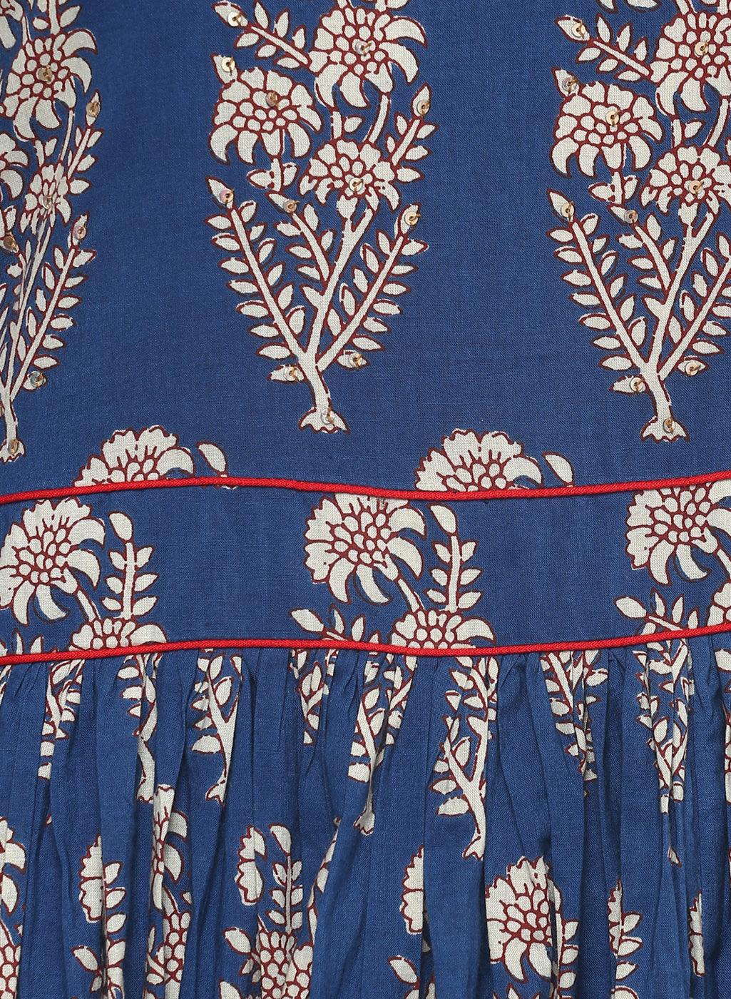 Divena Royal Blue Printed Floor Length Anarkali - divena world