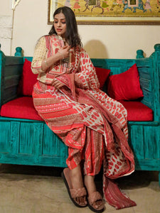 Divena Drape Style Kurti Plazzo Set With Attached Dupatta - divenaworld.com