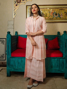 Divena Baby Pink Three Piece Palazzo Set With Jacket - divenaworld.com