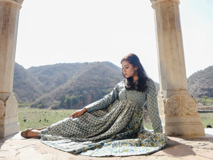 Divena Block Print Mulmul Kurta - divenaworld.com